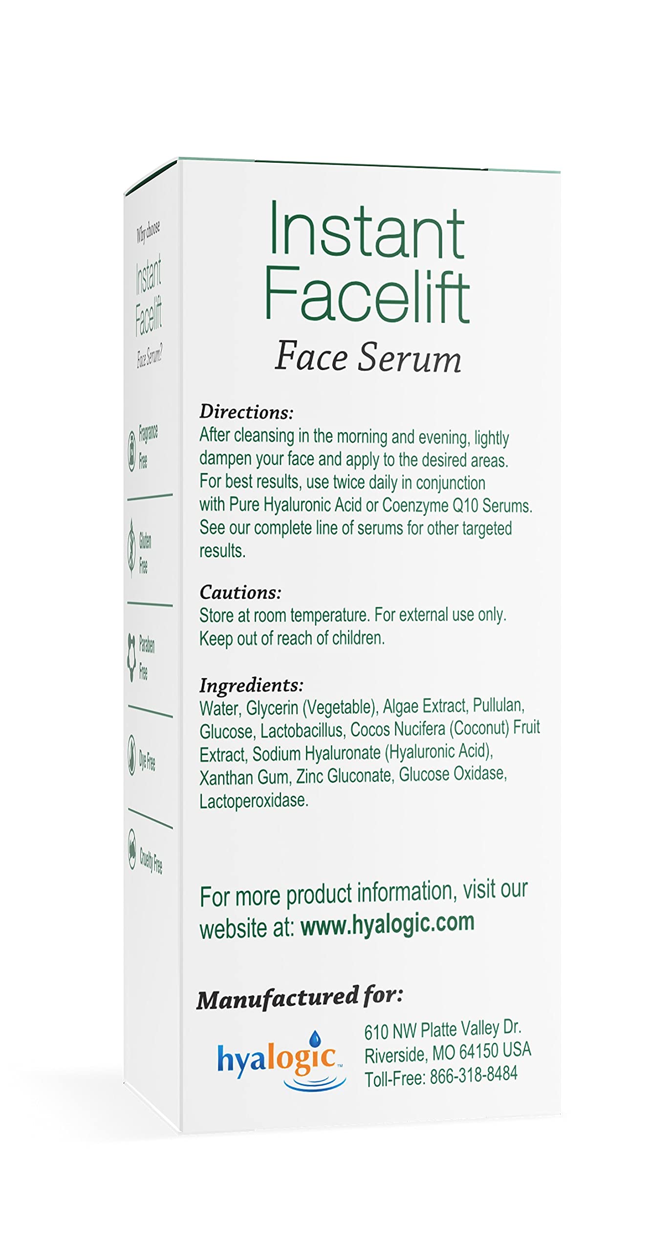 Hyalogic - Episilk Instant Facelift Face Serum with Hyaluronic Acid & Pepha-Tight - 1 oz